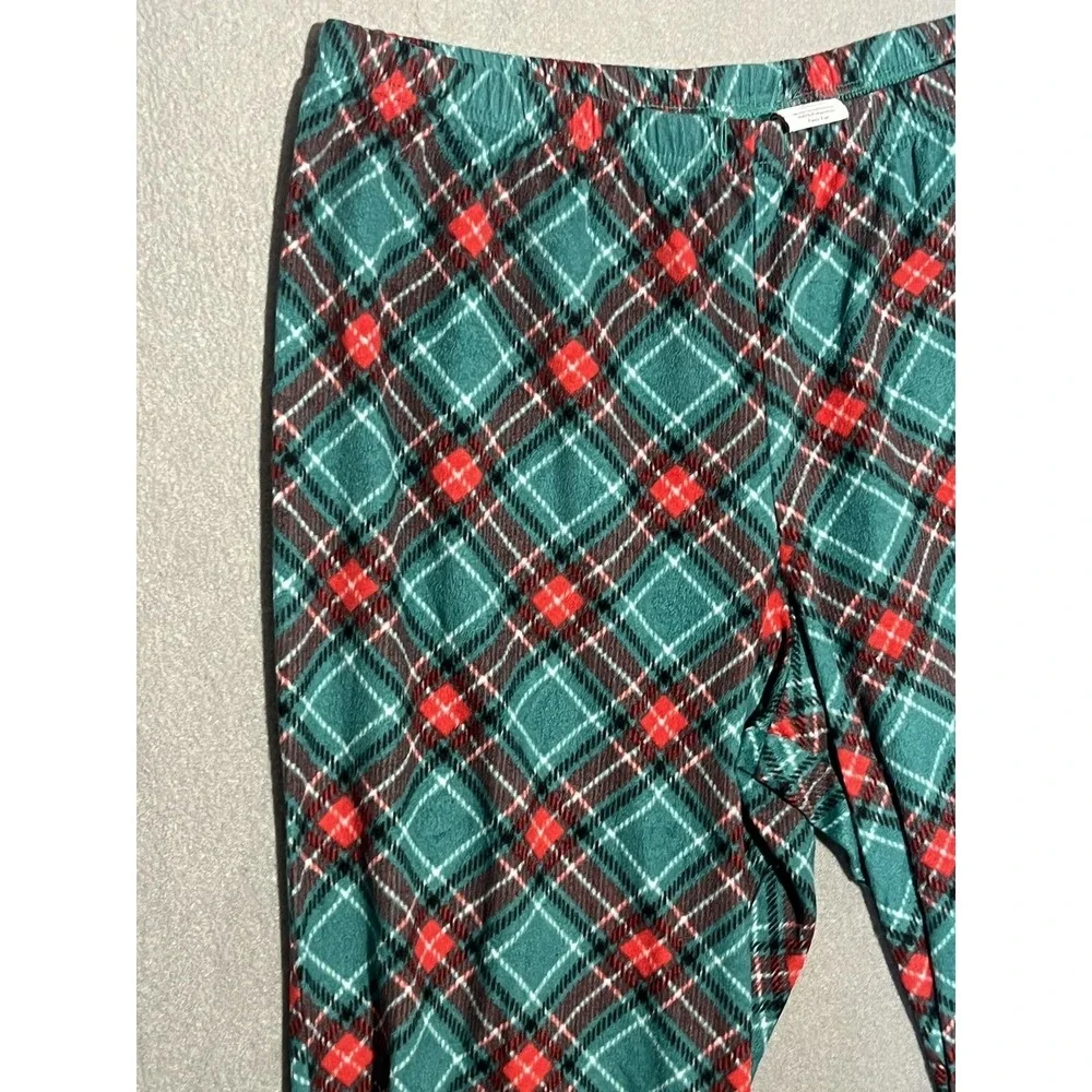 Croft‎ & Barrow Women's XL Plaid Fleece Pajama Lounge Pants Green Red Sleepwear